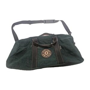 Kipling Large Duffel Bag Green Crinkle Nylon Travel Weekender Tote
